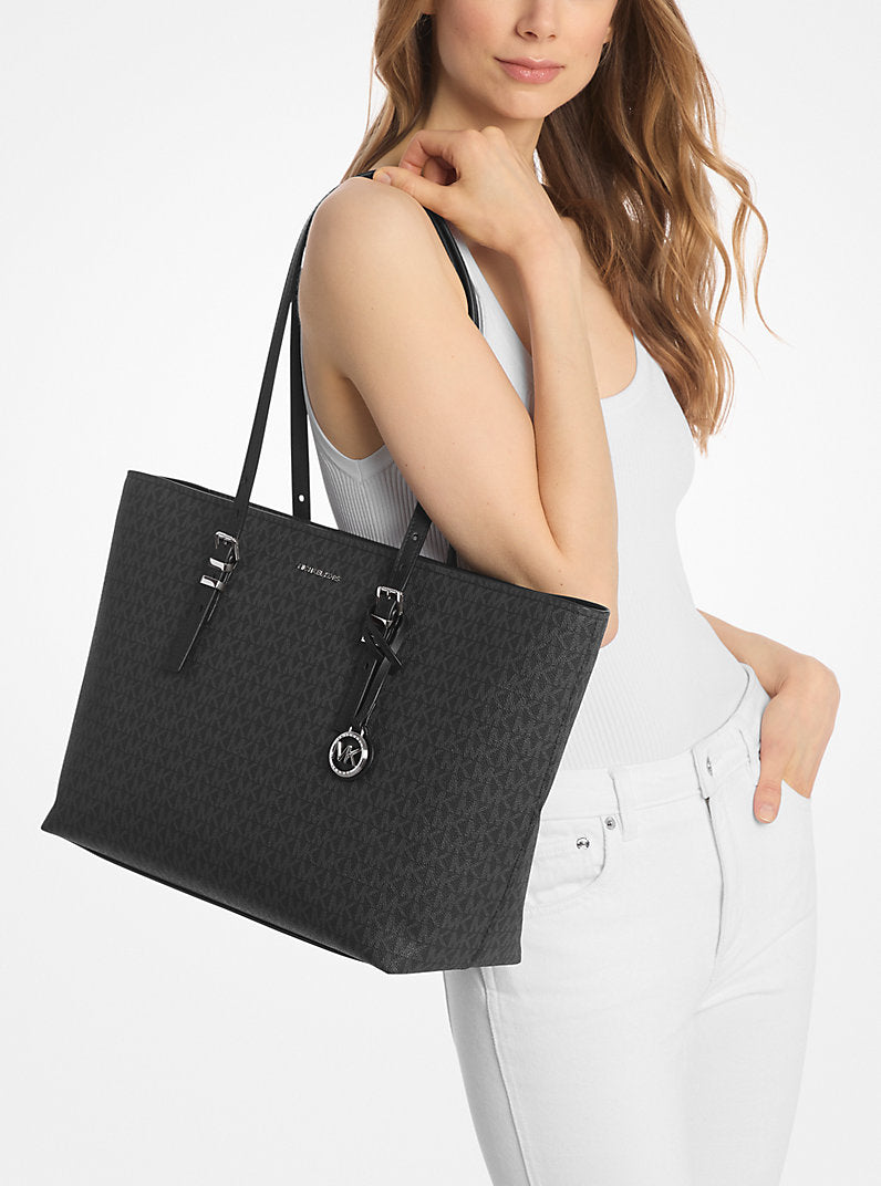 Quinn Large Signature Logo and Leather Tote Bag
